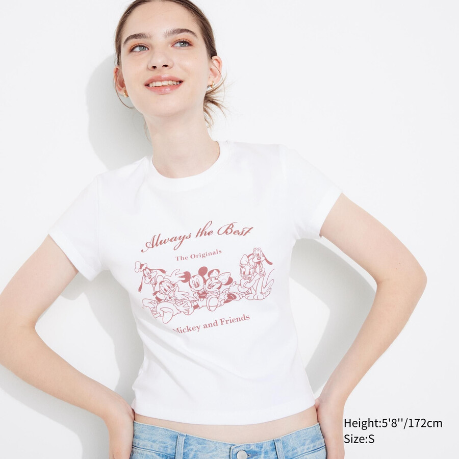 vita uniqlo disney collection mini ut graphic t-shirts för kvinnor