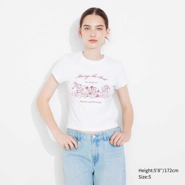 vita uniqlo disney collection mini ut graphic t-shirts för kvinnor