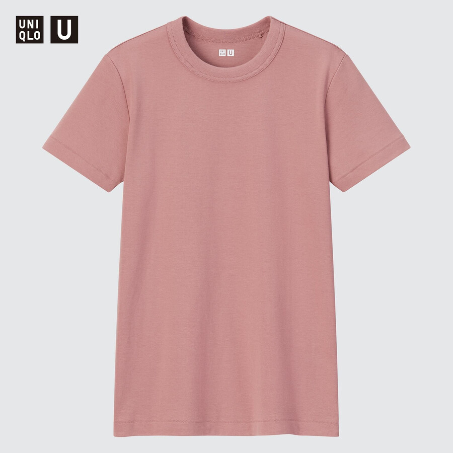 rosa uniqlo t-shirts med rund hals för kvinnor