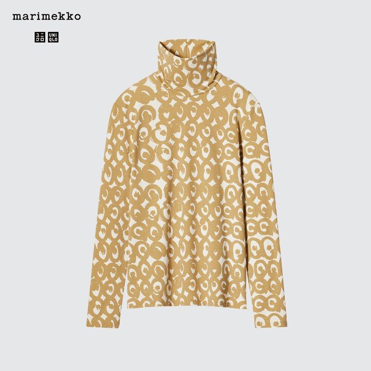 uniqlo heattech swirl print sleeved thermo dam-t-shirts svarta