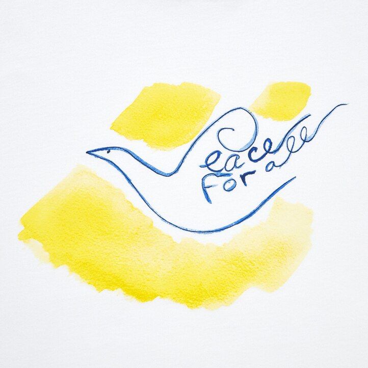 vita uniqlo peace for all graphic ines de la fressange t-shirts för kvinnor