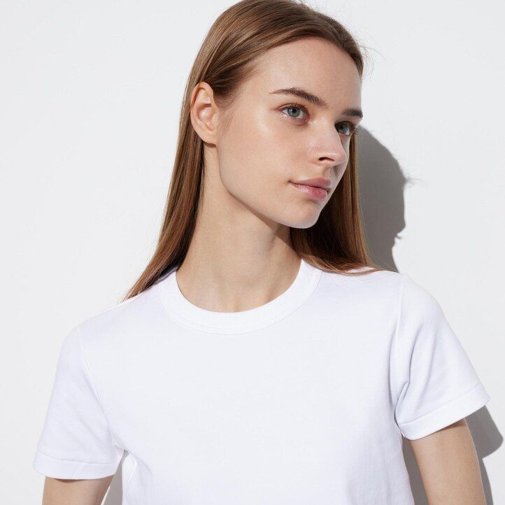 uniqlo t-shirts med rund hals och ärmar för kvinnor vita