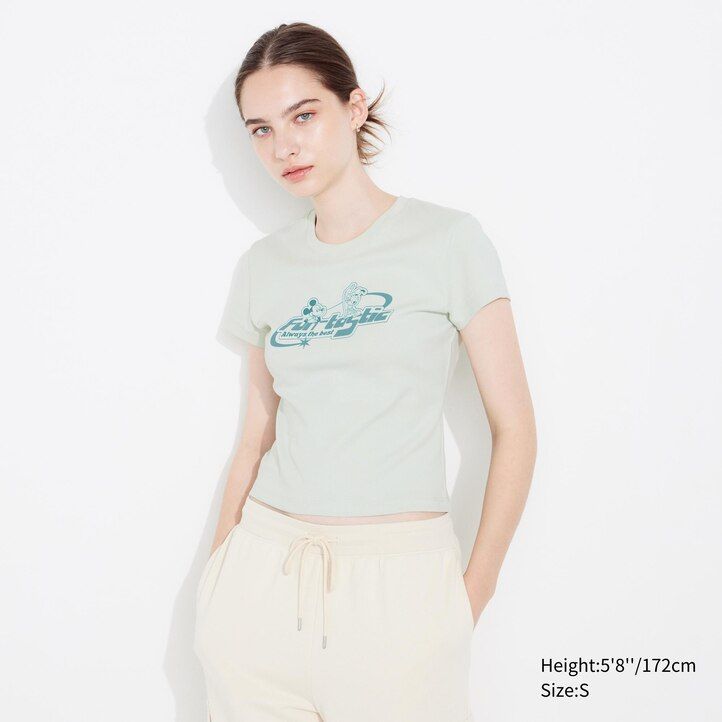 ljusgröna uniqlo disney collection mini ut graphic t-shirts för kvinnor