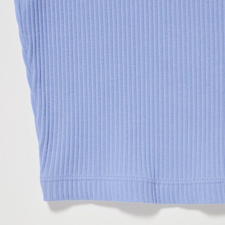 rosa uniqlo ribbade korta rundhalsade t-shirts för kvinnor
