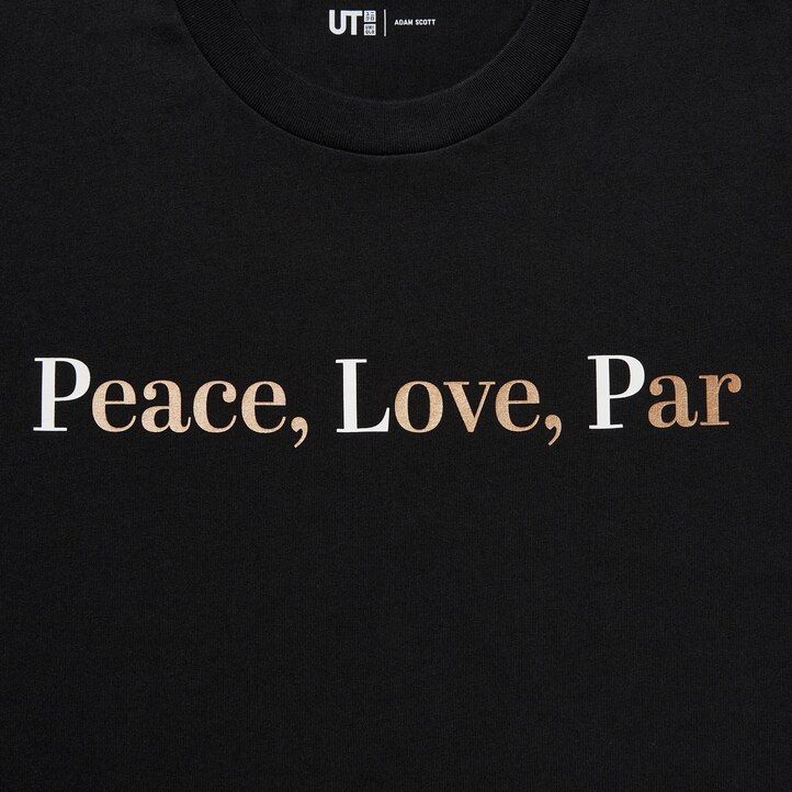 svarta uniqlo peace for all graphic adam scott damtröjor