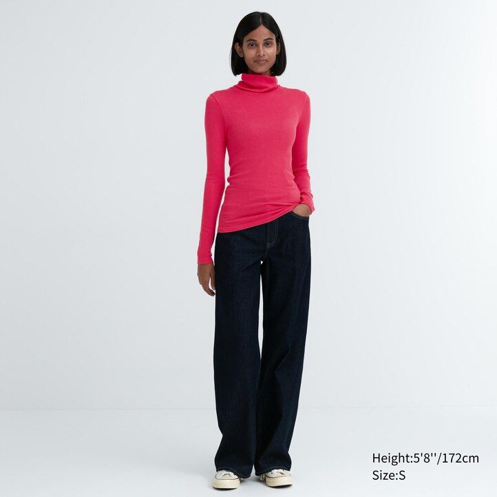 uniqlo heattech extra varma sömlösa ribbade Ärmar termo dam t-shirts grå