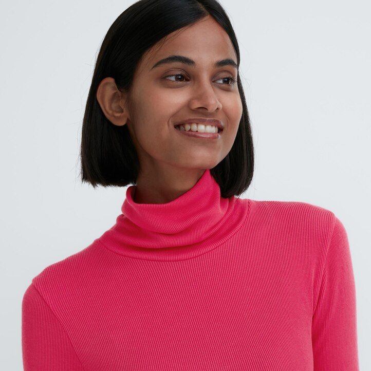 uniqlo heattech extra varma sömlösa ribbade Ärmar termo dam t-shirts grå