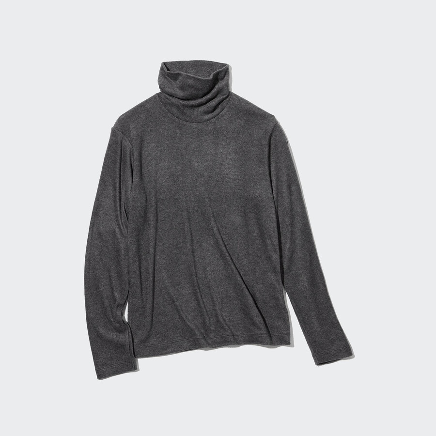 uniqlo heattech fleeceärmda termo-t-shirts dam grå