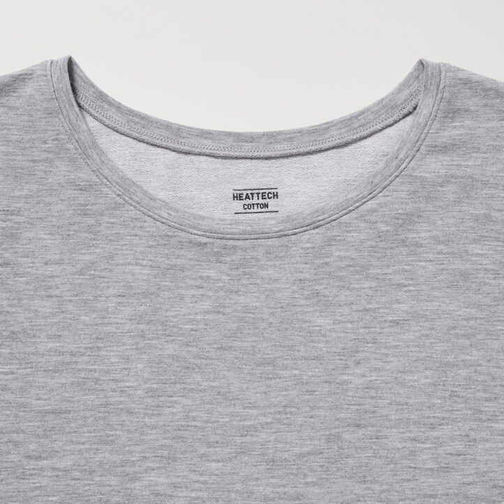 mörkgröna uniqlo heattech extra varma bomulls-t-shirts med rund hals och Ärmar för dam