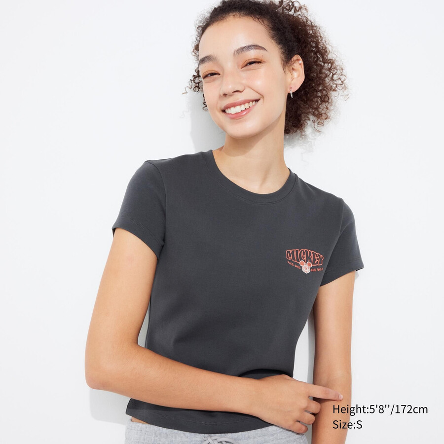 uniqlo disney collection mini ut graphic dam-t-shirts mörkgrå