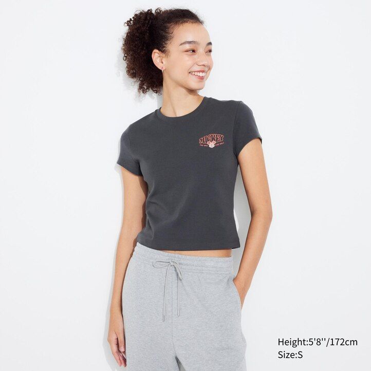 uniqlo disney collection mini ut graphic dam-t-shirts mörkgrå