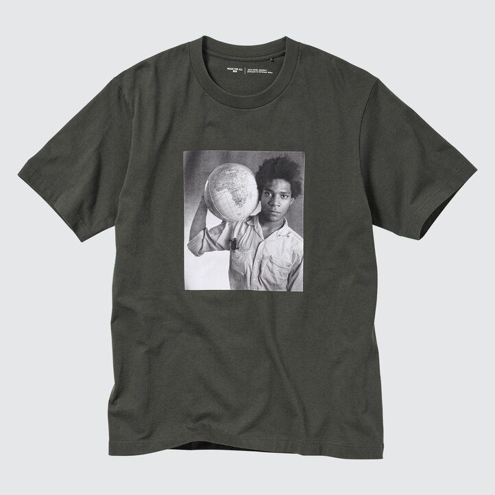 uniqlo peace for all graphic jean michel basquiat och christopher makos dam t-shirts mörkgrå