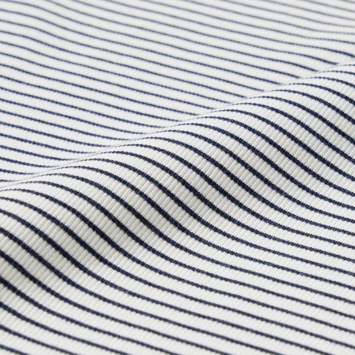 vita uniqlo mjuka ribbade åtsittande randiga t-shirts med rund halsringning och ärmar för dam