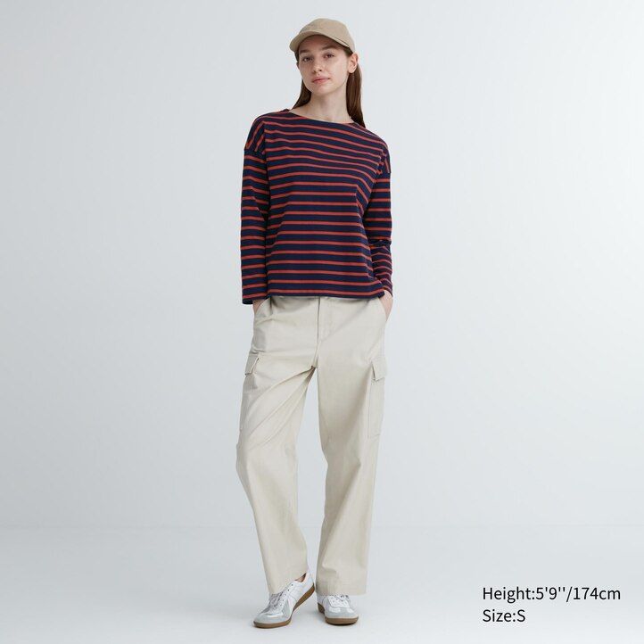 uniqlo randiga t-shirts med vita ärmar för kvinnor