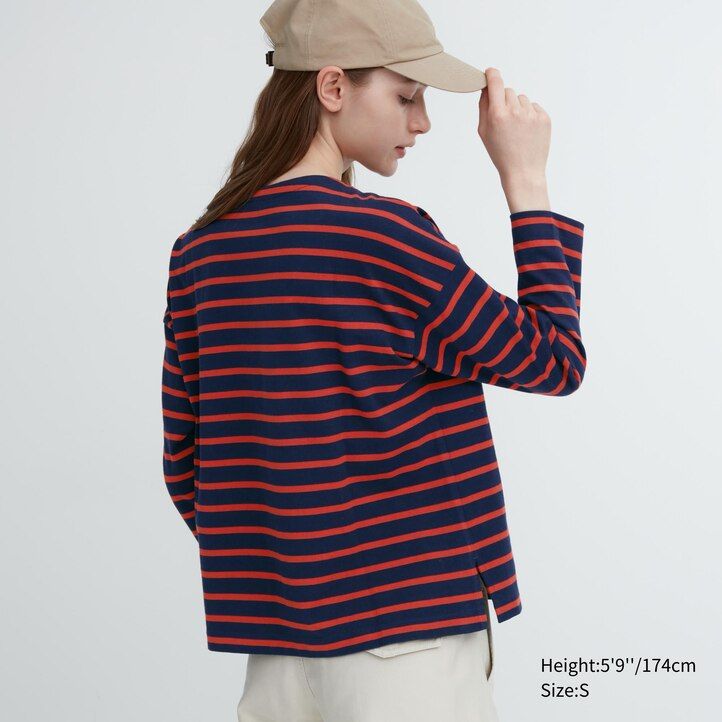 uniqlo randiga t-shirts med vita ärmar för kvinnor