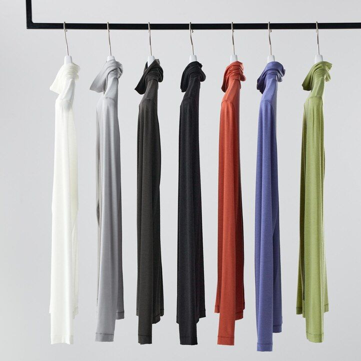 orange uniqlo heattech ultralätta termo-t-shirts med ärmar för damer