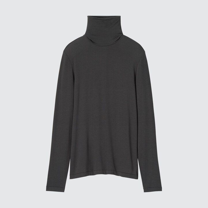 orange uniqlo heattech ultralätta termo-t-shirts med ärmar för damer