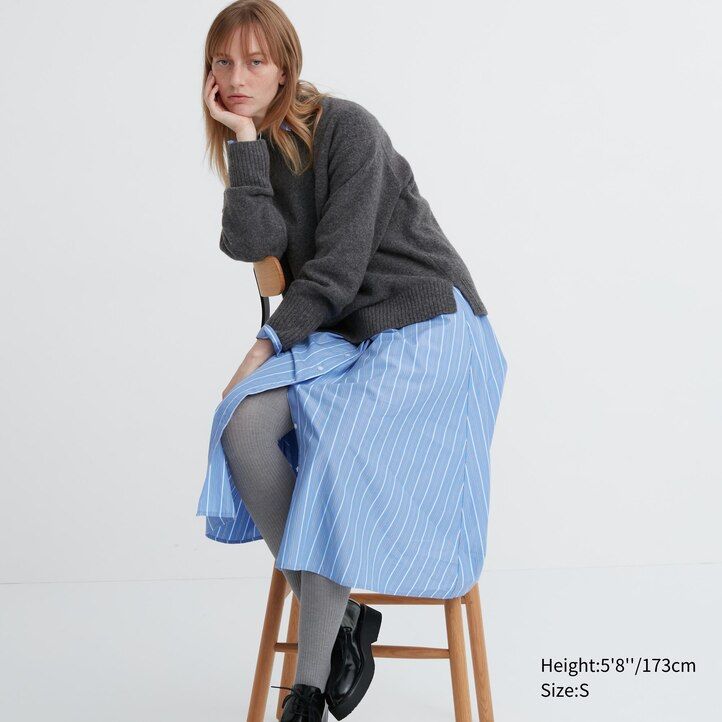 grå uniqlo heattech ribbed stickad termo damtights