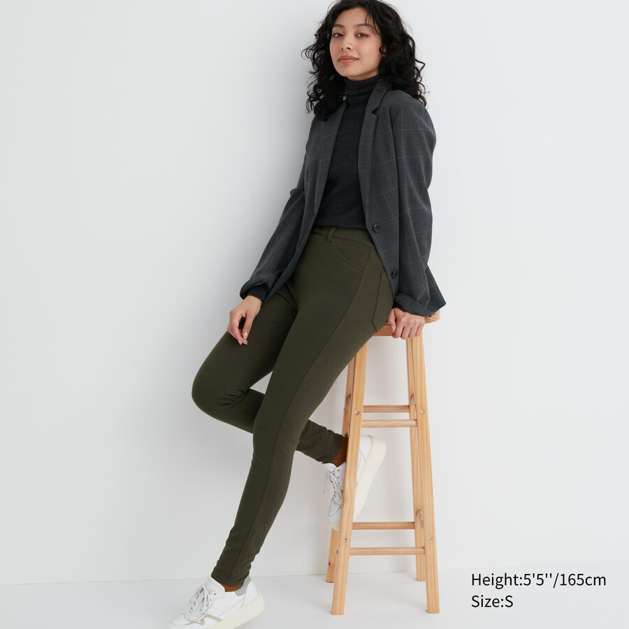 uniqlo heattech ultra stretch high rise thermal damtoppar olivgrön