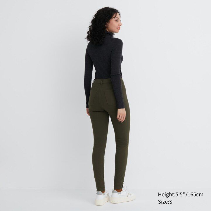 uniqlo heattech ultra stretch high rise thermal damtoppar olivgrön