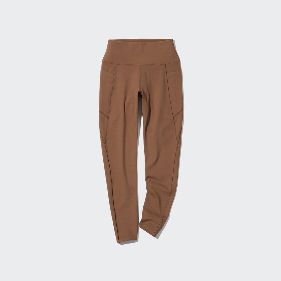 bruna uniqlo airism uv-skyddande mjuka toppar med fickor för damer