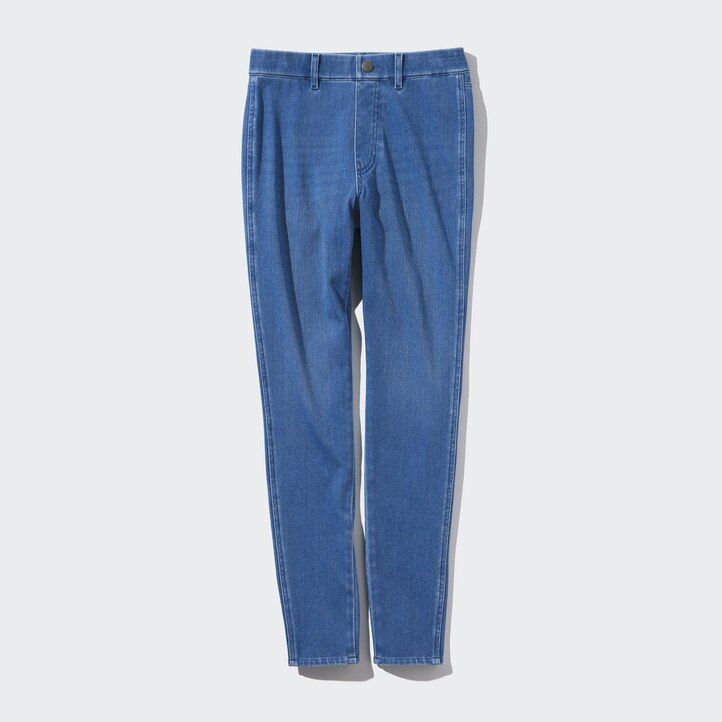 blå uniqlo ultra stretch denim toppar för dam