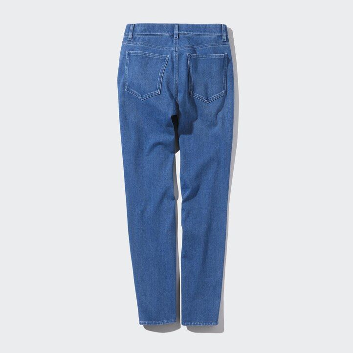 blå uniqlo ultra stretch denim toppar för dam