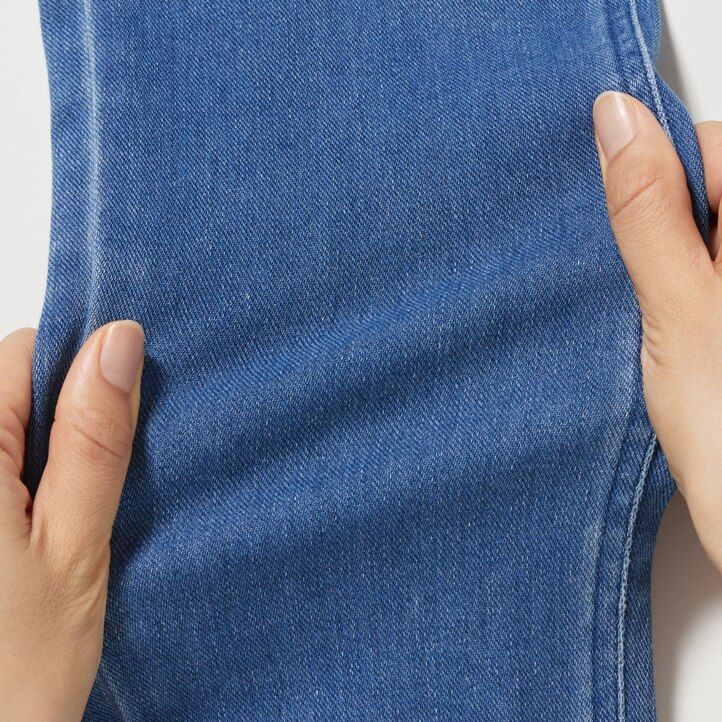 blå uniqlo ultra stretch denim toppar för dam