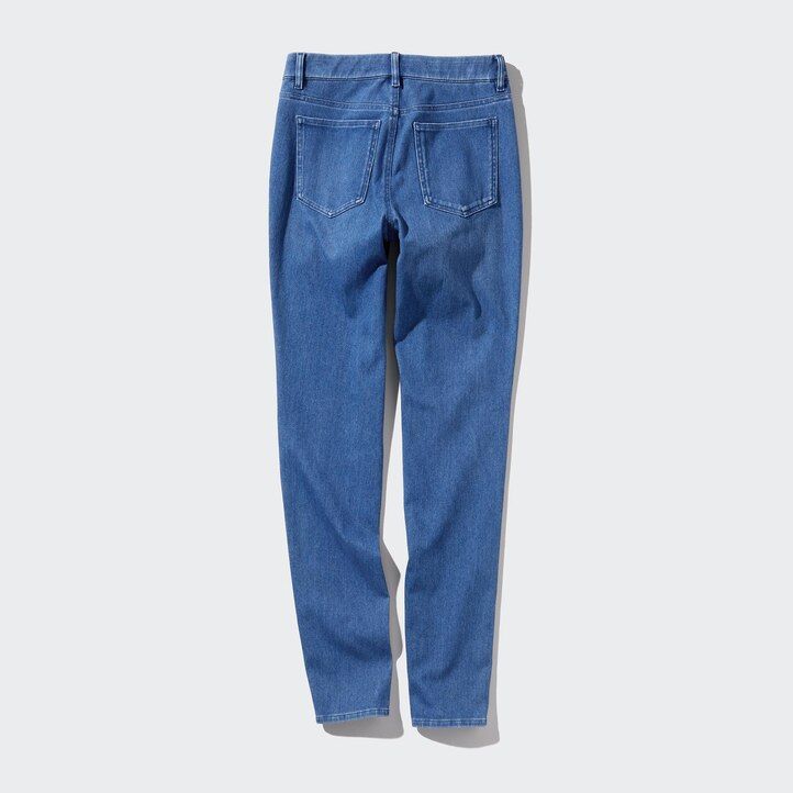 dam uniqlo ultra stretch denim toppar blå