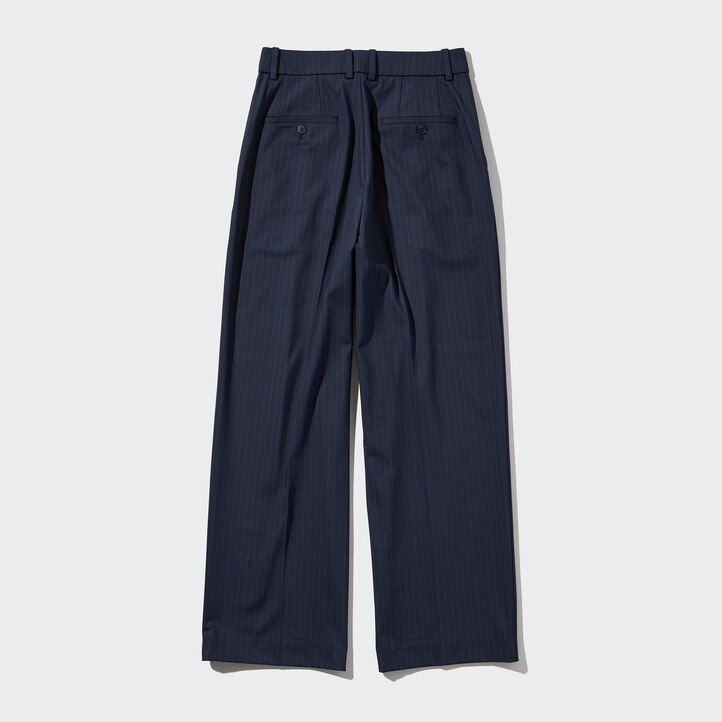 uniqlo plisserade randiga damtoppar marinblå