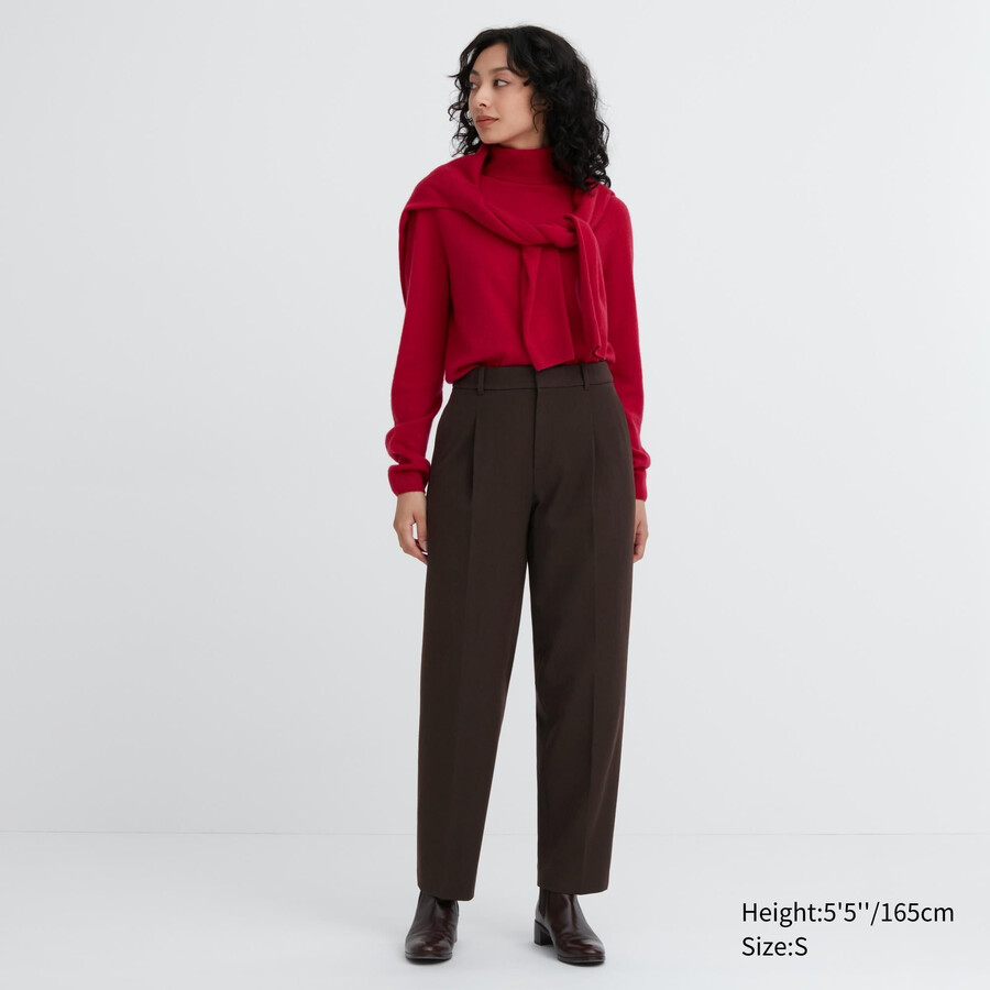uniqlo heattech plisserade toppar dam mörkbruna