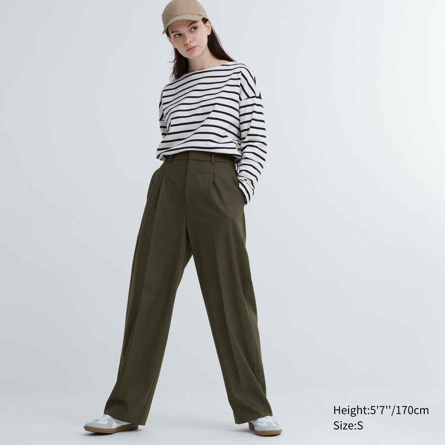 uniqlo plisserade vida ben damtoppar olivgrön
