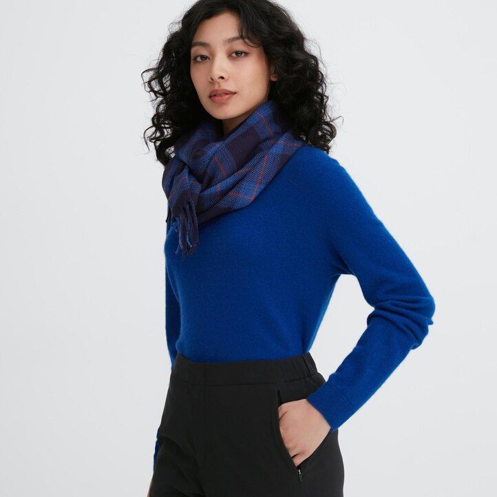 dam uniqlo heattech varmt fodrade toppar marinblå