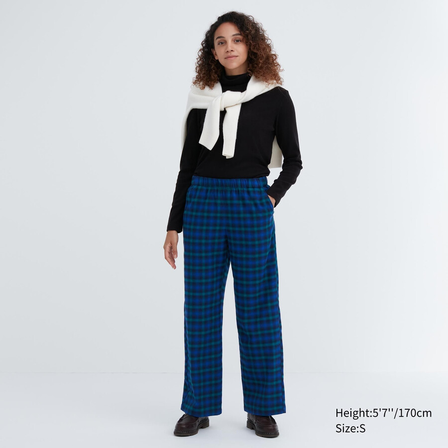 uniqlo flanell damtoppar blå