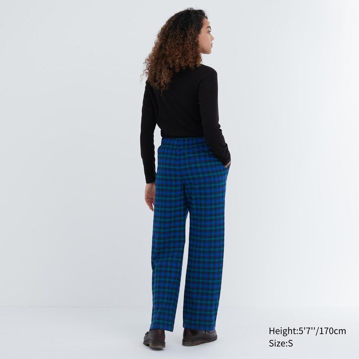 uniqlo flanell damtoppar blå