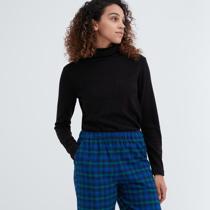 uniqlo flanell damtoppar blå