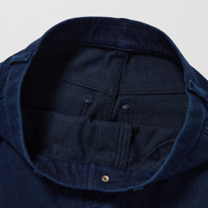 blå uniqlo heattech ultra stretch denim high rise damtopp