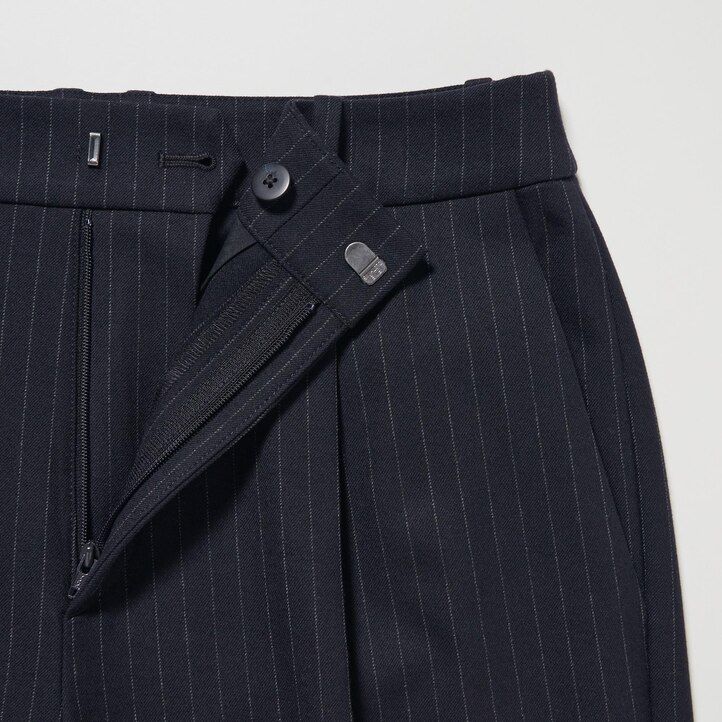 marinblå uniqlo heattech randiga veckade toppar för kvinnor