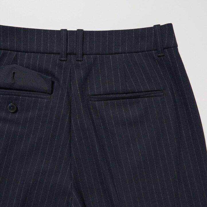 marinblå uniqlo heattech randiga veckade toppar för kvinnor