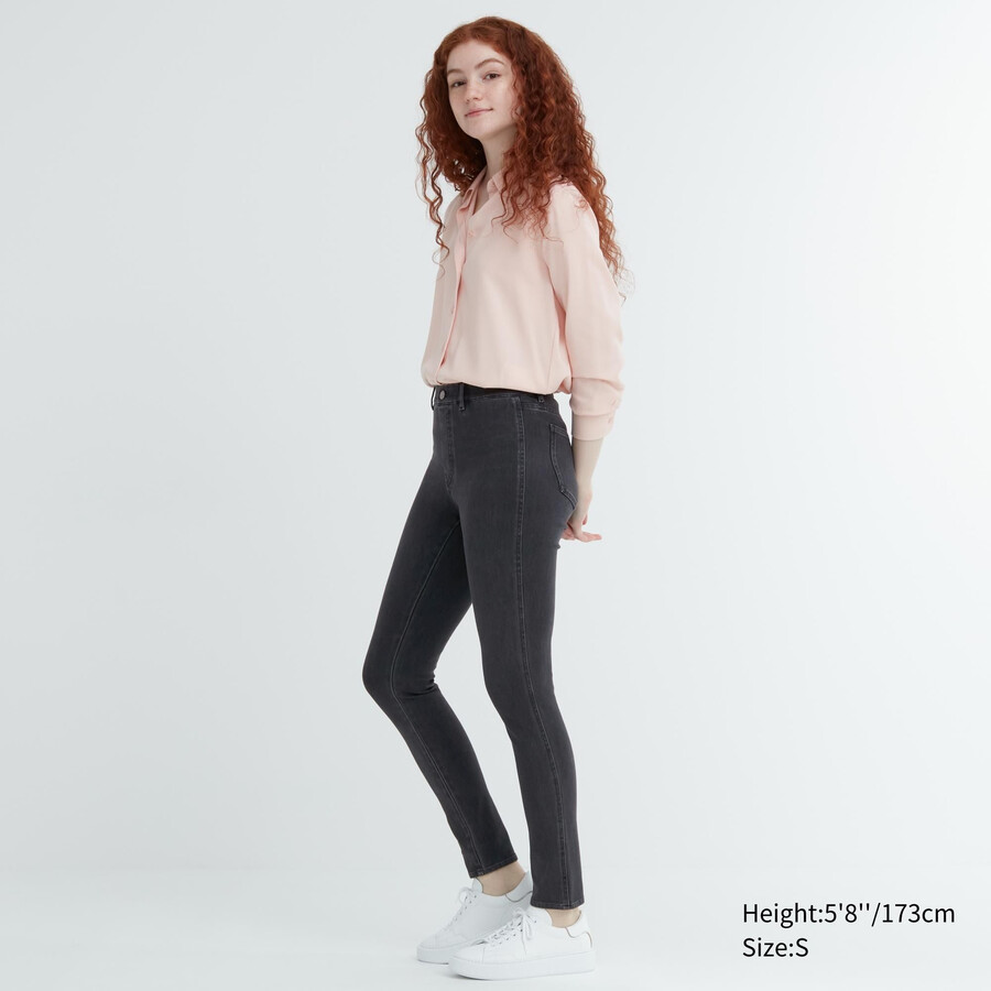 uniqlo ultra stretch denim damtoppar mörkgrå