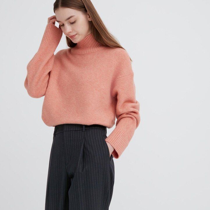 marinblå uniqlo heattech randiga plisserade damtoppar