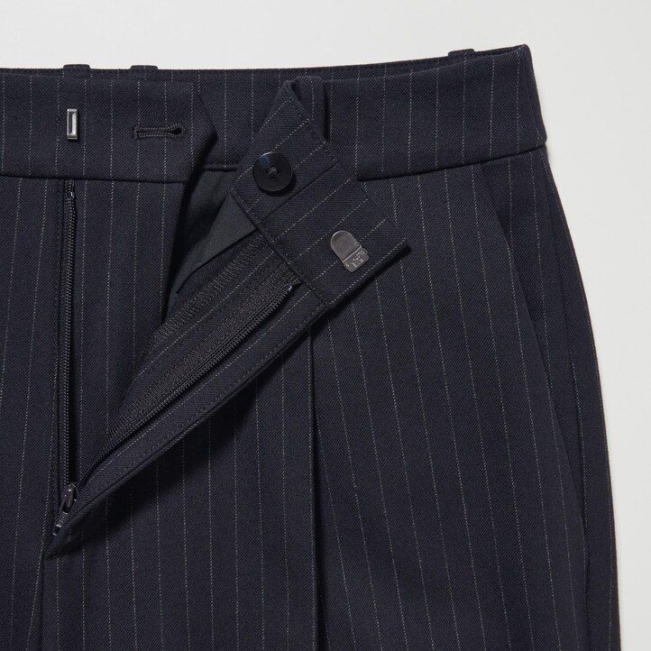 marinblå uniqlo heattech randiga plisserade damtoppar