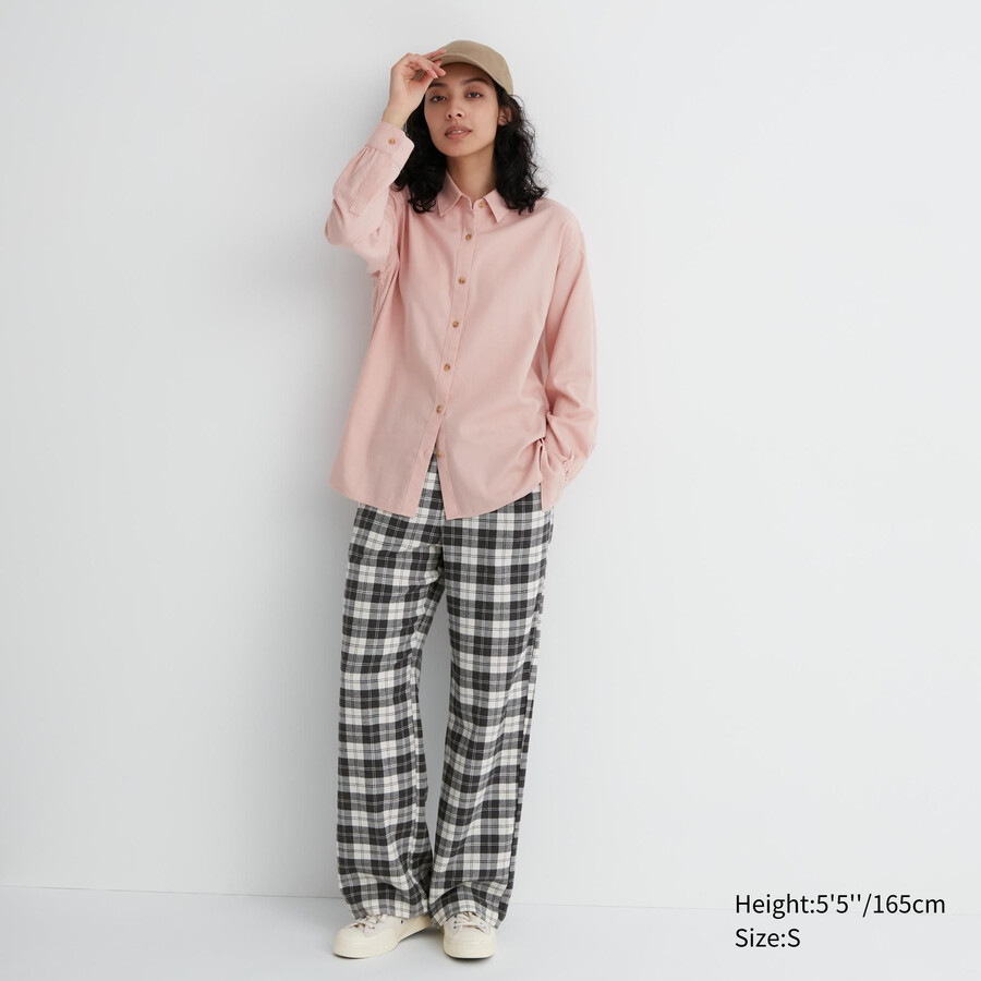 vita uniqlo flanelltoppar för kvinnor