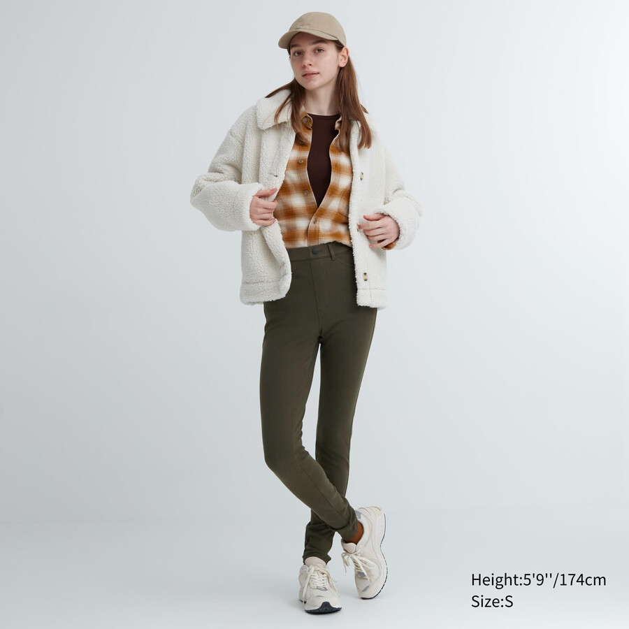 uniqlo heattech ultra stretch high rise toppar dam olivgrön