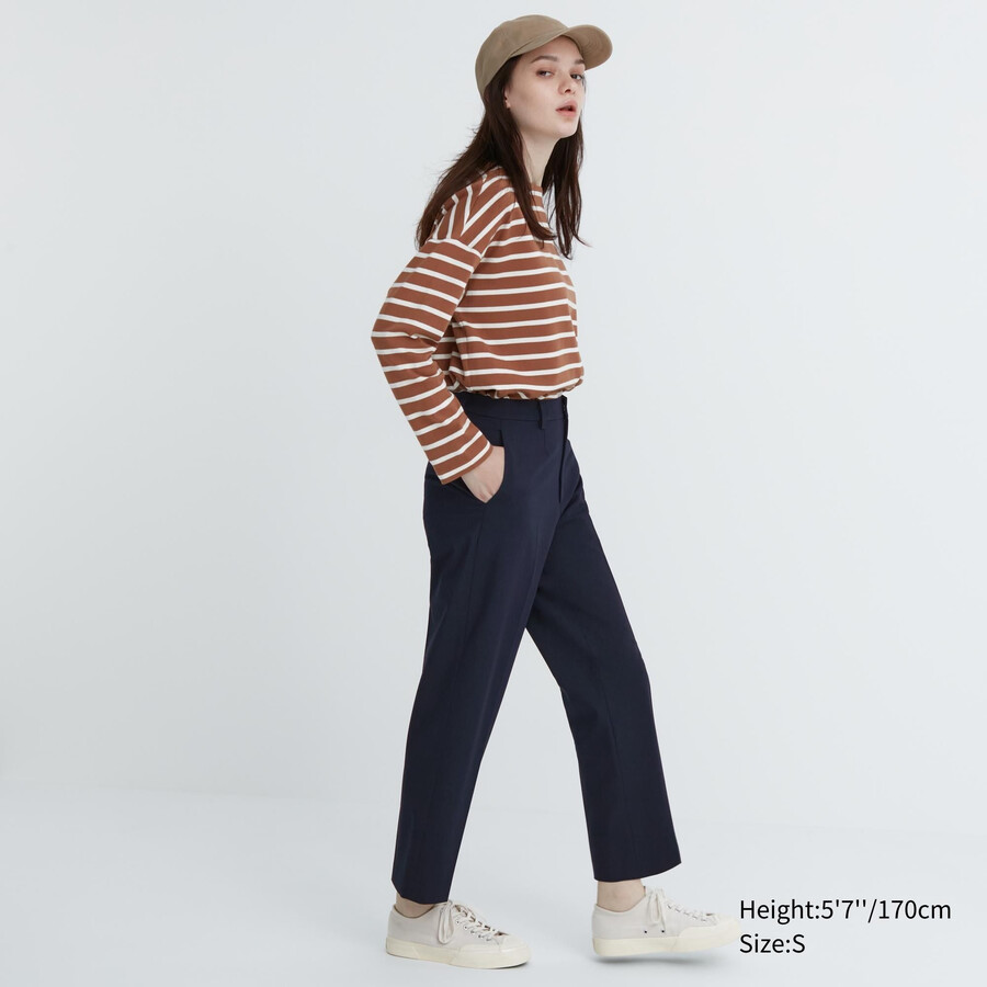 dam uniqlo smart ankellånga toppar marinblå
