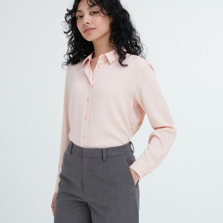 dam uniqlo smart ankellånga toppar marinblå