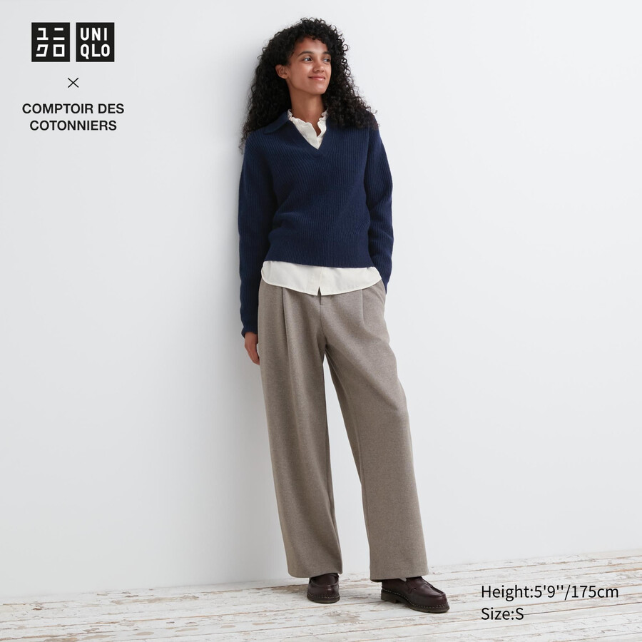 dam uniqlo borstad jersey plisserad vida bentopp beige