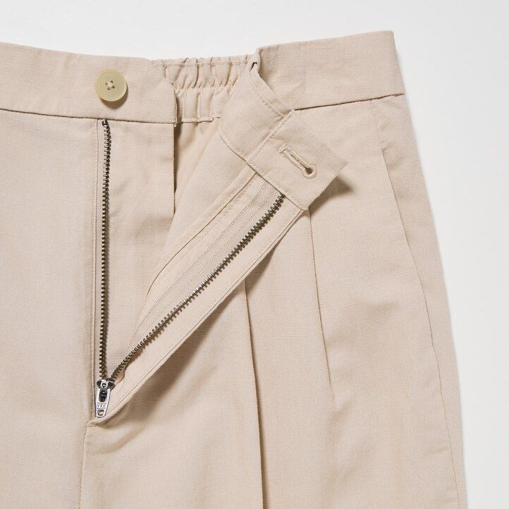 uniqlo plisserade damtoppar med vida ben i linneblandning olivgrön