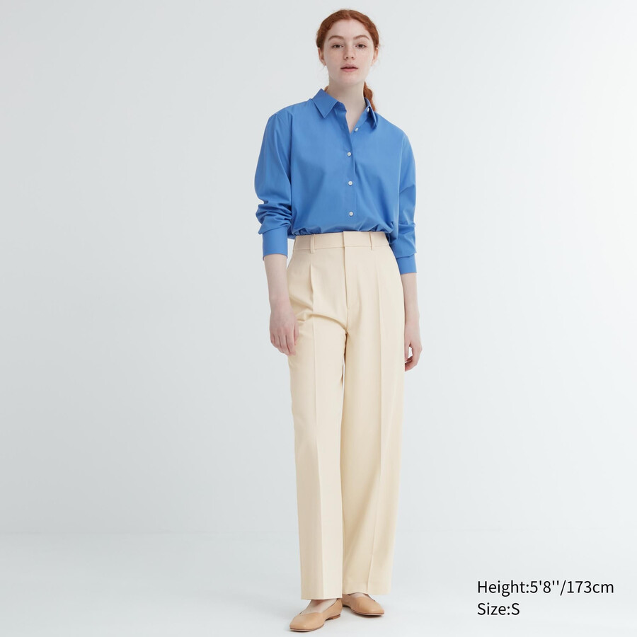 uniqlo plisserade vida ben damtoppar beige