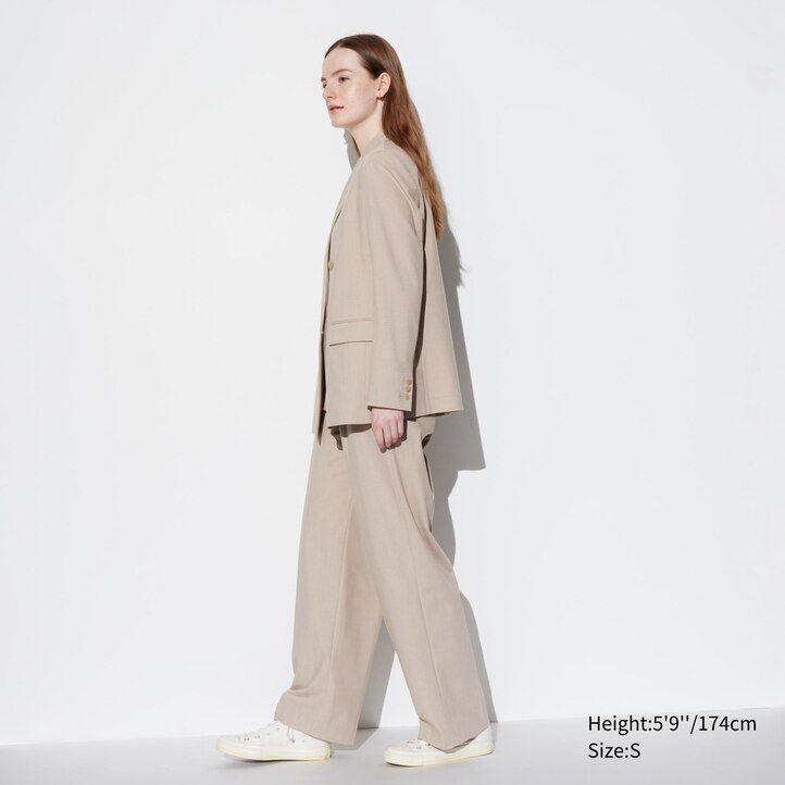 uniqlo plisserade vida ben damtoppar beige